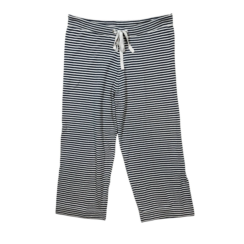 Weekend Max Mara Blue White Leisure Striped Drawstring Wide Leg Pants Large